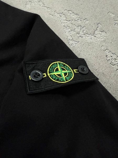 Мужской свитшот Stone Island черный Кофта без капюшона Стон Айленд с патчем Хар-275 фото