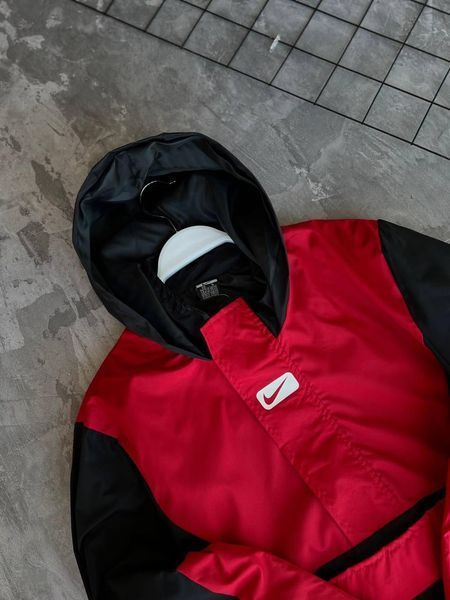 Чоловічий анорак Nike чорний з червоним Вітровка Найк весняна осіння Моло-LS12 фото