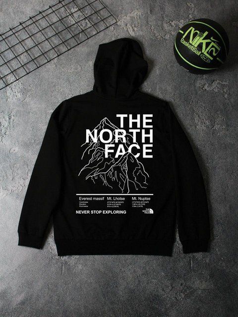 Мужское худи The North Face черное Кофта ТНФ с капюшоном Ads-178 фото