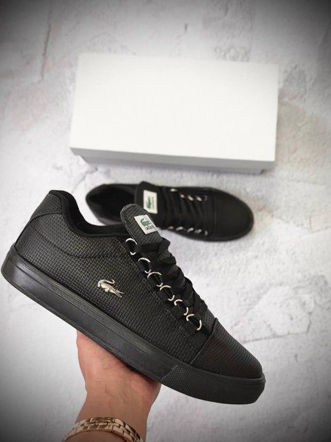 Мужские кроссовки Lacoste черные Кеды Лакост кожаные Arm-LK004 (коп1) фото