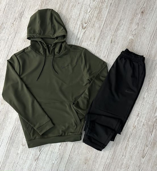 Чоловічий спортивний костюм Nike чорний із хакі Комплект Найк Худі Штани Rap-RD098/RD103 фото