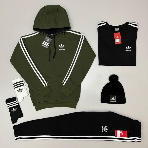 Чоловічий зимовий спортивний костюм Adidas 4в1 бордовий Комплект Адідас Костюм Футболка Шапка Хар-383 фото
