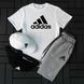 Чоловічий літній костюм Adidas Футболка Шорти Кепка Барсетка білий із чорним Ow-127 фото 5