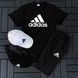 Чоловічий літній костюм Adidas Футболка Шорти Кепка Барсетка білий із чорним Ow-127 фото 6