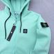 Мужская зимняя толстовка Stone Island на молнии бирюзовая Кофта Стон Айленд с патчем Хар-343 фото 3