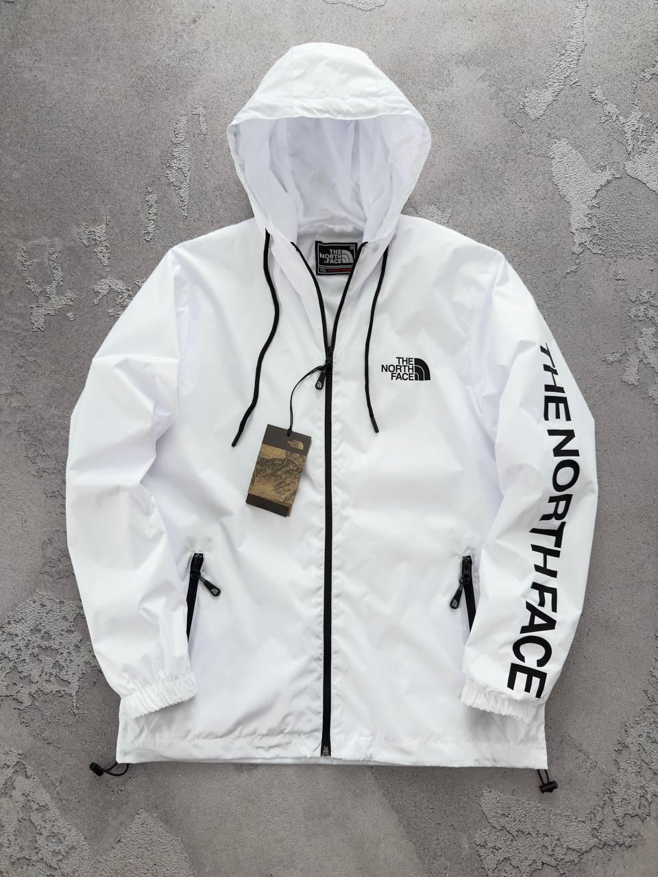 Мужская ветровка The North Face с капюшоном белая Куртка ТНФ весенняя