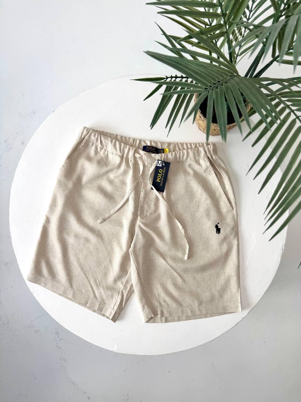 Мужские льняные шорты Polo Ralph Lauren бежевые