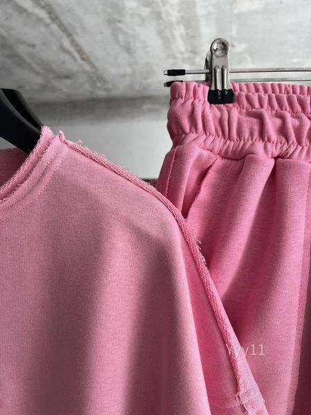 Чоловічий літній костюм футболки та шорти оверсайз рожевий з необробленим краєм smm-yyy11 фото