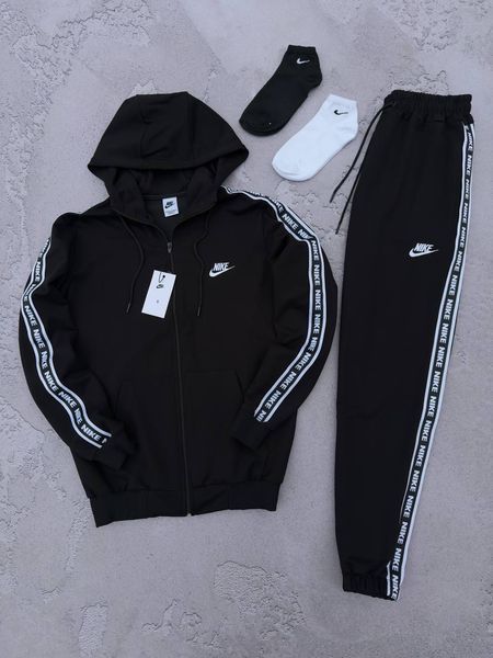 Мужской спортивный костюм Nike 7в1 черный с лампасами Комплект Найк Костюм Футболка Шорты Кепка Носки Хар-641 фото