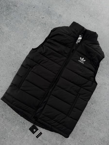 Чоловіча жилетка Adidas без капюшона чорна Безрукавка Адідас демісезонна утеплена Мой-59 2 фото