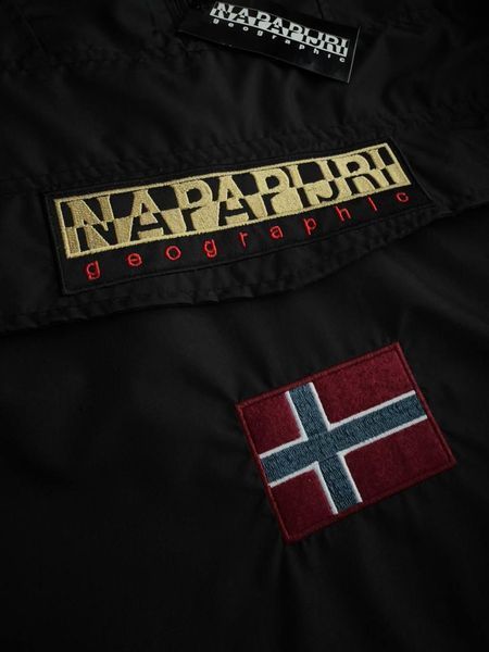 Чоловічий Анорак Napapijri чорний Вітровка Напапірі з капюшоном Хар-598 фото
