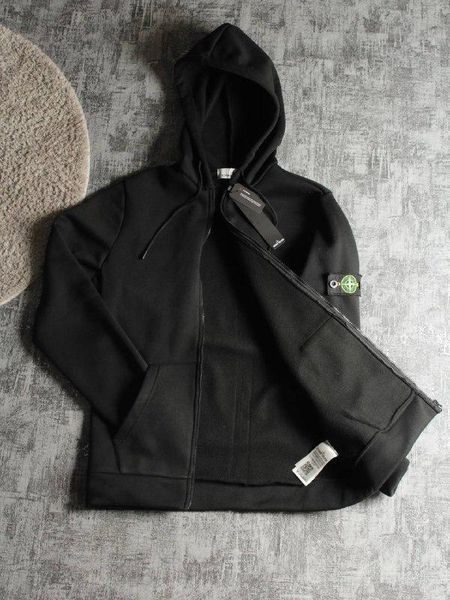 Мужской зимний спортивный костюм Stone Island на молнии бело-черный Набор Стон Айленд с капюшоном Hot-23 фото