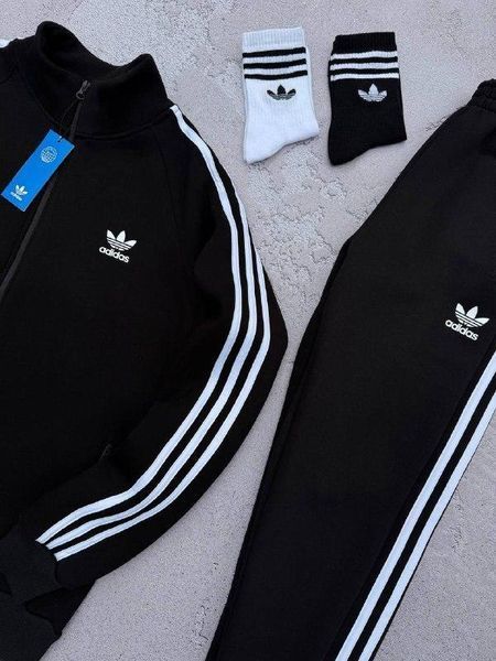 Мужской зимний спортивный костюм Adidas черный Комплект Адидас без капюшона Хар-302 фото