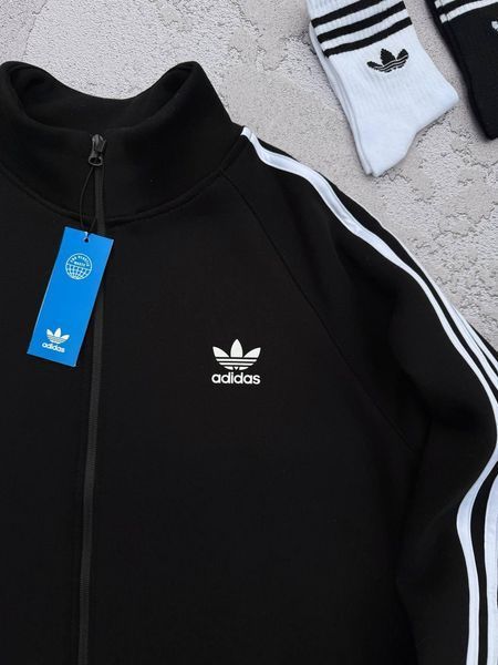 Мужской зимний спортивный костюм Adidas черный Комплект Адидас без капюшона Хар-302 фото