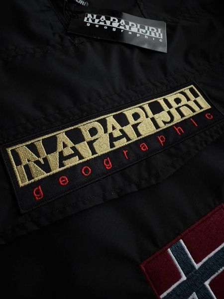 Чоловічий Анорак Napapijri чорний Вітровка Напапірі з капюшоном Хар-598 фото