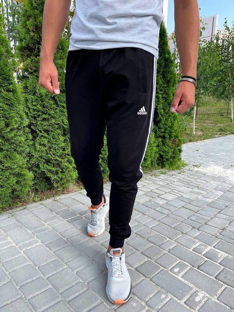 Мужские спортивные штаны Adidas черные Брюки Адидас на резинке Мой-93/Хар 5 фото