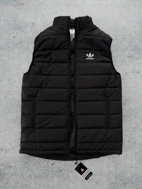Мужская жилетка Adidas без капюшона черная Безрукавка Адидас демисезонная утепленная Мой-59 2 фото