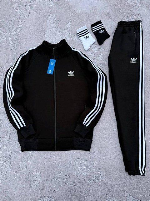 Мужской зимний спортивный костюм Adidas черный Комплект Адидас без капюшона Хар-302 фото
