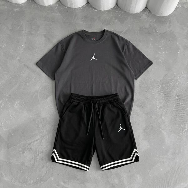 Мужской летний костюм Jordan оверсайз белый Ads-653 фото