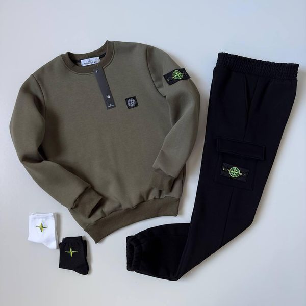 Мужской зимний спортивный костюм Stone Island белый Комплект Стон Айленд без капюшона Хар-346 фото