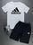 Мужской летний костюм Adidas Футболка Шорты черно-белый комплект Адидас OW-199 фото