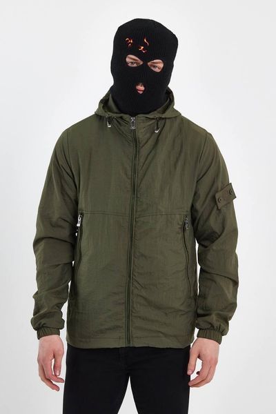 Чоловіча вітровка Stone Island з патчем хакі Куртка Стон Айленд із плащівки Моло-92-6 фото