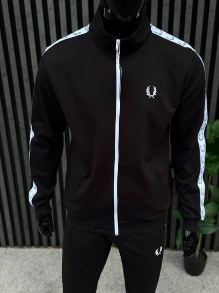 Чоловічий костюм Fred Perry з лампасами чорний Комплект Фред Перрі Кофта Штани Хар-504 фото