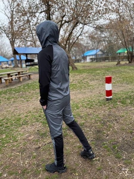 Чоловічий спортивний костюм Nike з плащівки сірий Комплект Найк Вітрівка Штани Sta-269 фото