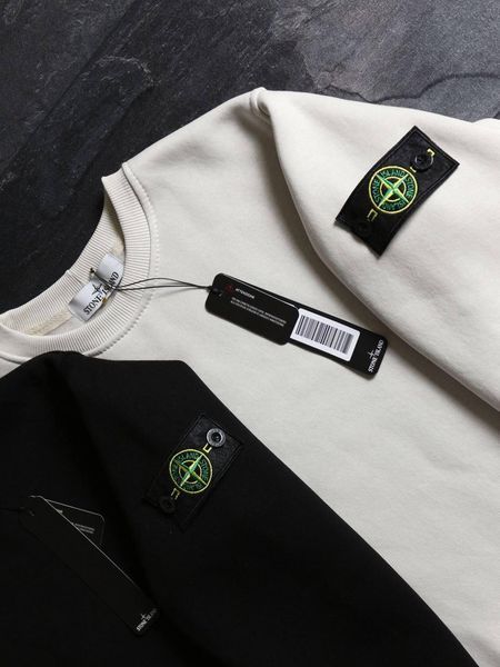 Мужской свитшот Stone Island с патчем черный Мужская кофта без капюшона Стон Айленд Ads-50 2 фото