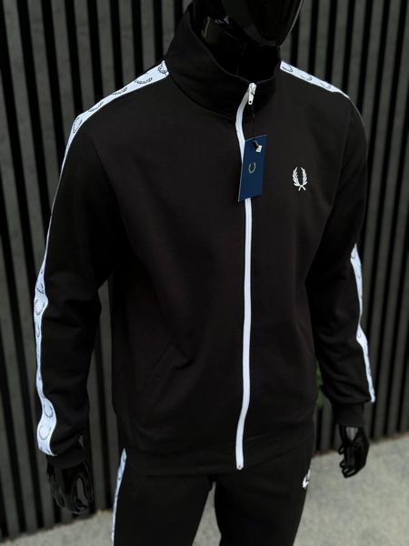 Чоловічий костюм Fred Perry з лампасами чорний Комплект Фред Перрі Кофта Штани Хар-504 фото