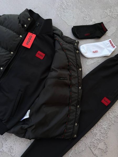 Чоловічий спортивний костюм Hugo Boss чорний Комплект Хьюго Босс Кофта на блискавці Брюки Жилетка Хар-606 фото