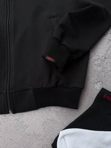 Чоловічий спортивний костюм Hugo Boss чорний Комплект Хьюго Босс Кофта на блискавці Брюки Жилетка Хар-606 фото