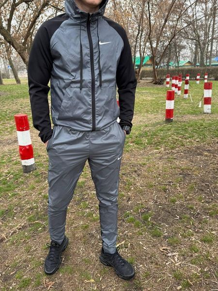 Чоловічий спортивний костюм Nike з плащівки сірий Комплект Найк Вітрівка Штани Sta-269 фото