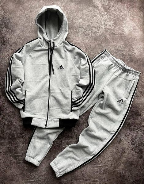 Мужской зимний спортивный костюм Adidas серый Комплект Адидас с капюшоном Univer-77 фото