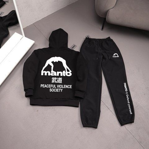 Мужской зимний спортивный костюм Manto Classic черный Комплект Манто Худи Штаны плащевка Ads-524 фото