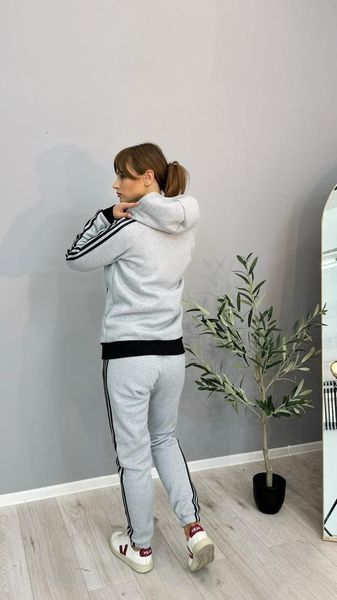 Женский зимний спортивный костюм Adidas серый Комплект Адидас с капюшоном Univer-78 фото