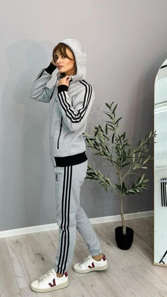 Женский зимний спортивный костюм Adidas серый Комплект Адидас с капюшоном Univer-78 фото