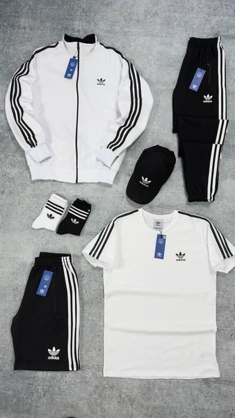 Мужской костюм Adidas 5в1 хаки Набор Адидас Кофта на змейке Штаны Шорты Футболка Кепка Хар-540 1 фото