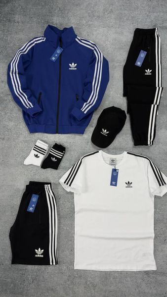 Мужской костюм Adidas 5в1 хаки Набор Адидас Кофта на змейке Штаны Шорты Футболка Кепка Хар-540 1 фото