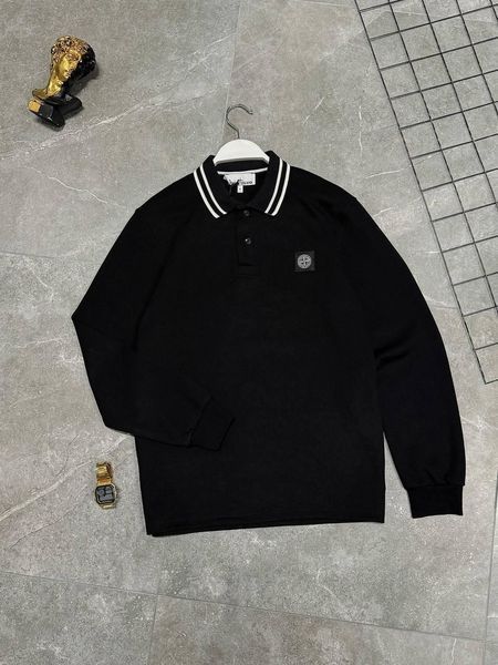 Чоловічий светр Stone Island з коміром чорний Кофта Стон Айленд без капюшона моло-NX50 фото
