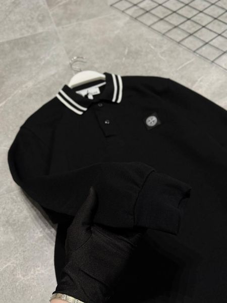 Чоловічий светр Stone Island з коміром чорний Кофта Стон Айленд без капюшона моло-NX50 фото