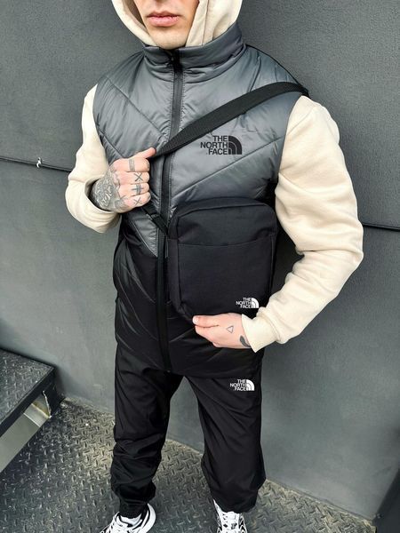 Мужская жилетка The North Face черная с серым без капюшона Безрукавка ТНФ стеганная из плащевки Intr-1620136210 фото