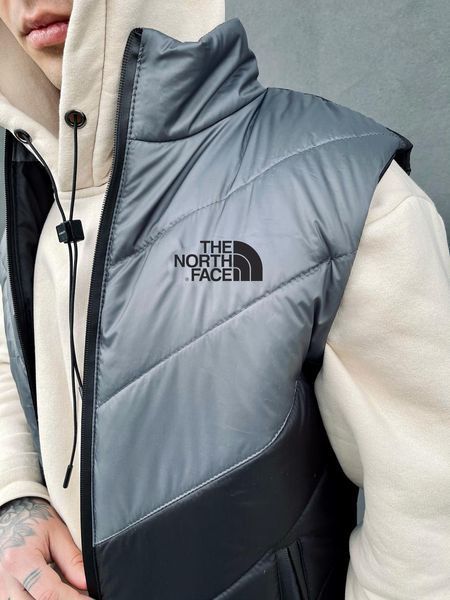 Мужская жилетка The North Face черная с серым без капюшона Безрукавка ТНФ стеганная из плащевки Intr-1620136210 фото