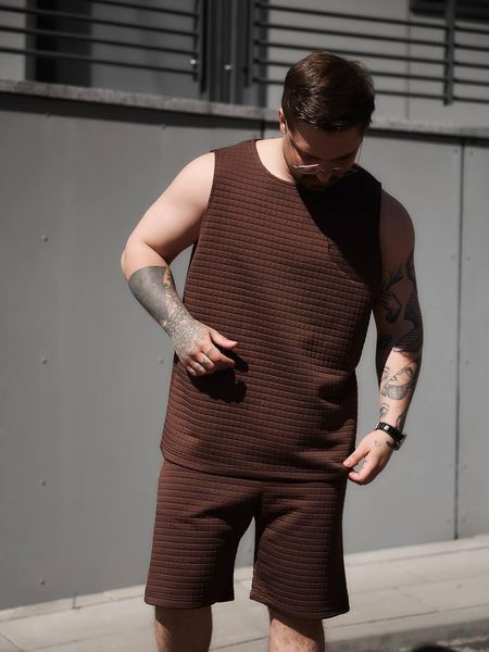 Чоловічий літній костюм майка та шорти коричневий Sane-M3 фото