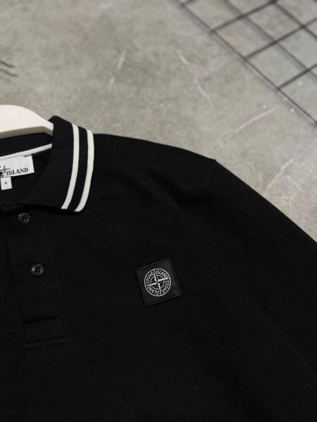Чоловічий светр Stone Island з коміром чорний Кофта Стон Айленд без капюшона моло-NX50 фото