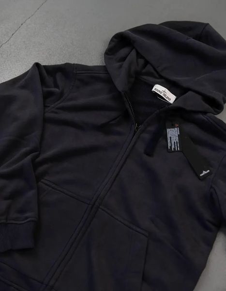 Чоловіча кофта Stone Island антрацит Зіп худи Стон Айленд на блискавці з патчем Hub-36 фото