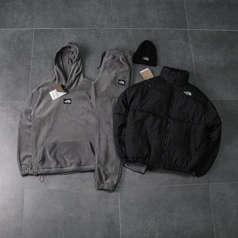 Мужской зимний спортивный костюм The North Face плюшевый серый Набор ТНФ Костюм Куртка Шапка Ads-587 фото
