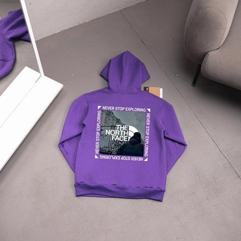 Мужское зимнее худи The North Face с капюшоном фиолетовое Толстовка ТНФ Ads-483 фото