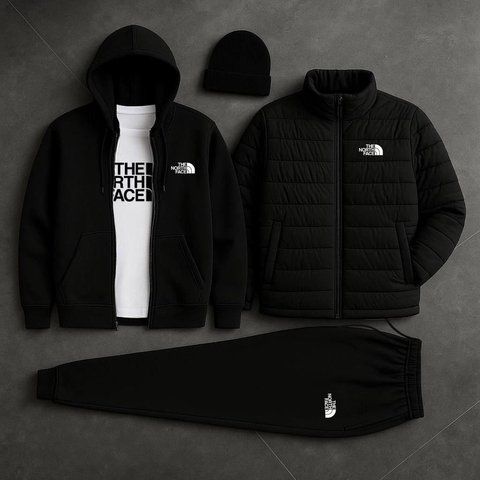 Мужской спортивный костюм The North Face 5в1 Комплект ТНФ Кофта Штаны Куртка Футболка Шапка Hot-20 фото