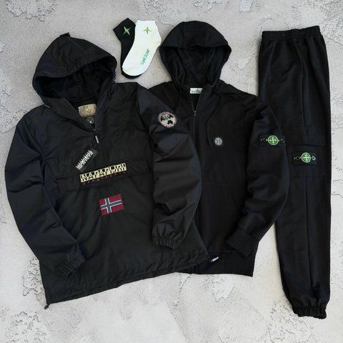 Чоловічий спортивний костюм Stone Island Napapijri чорний Хар-973 фото